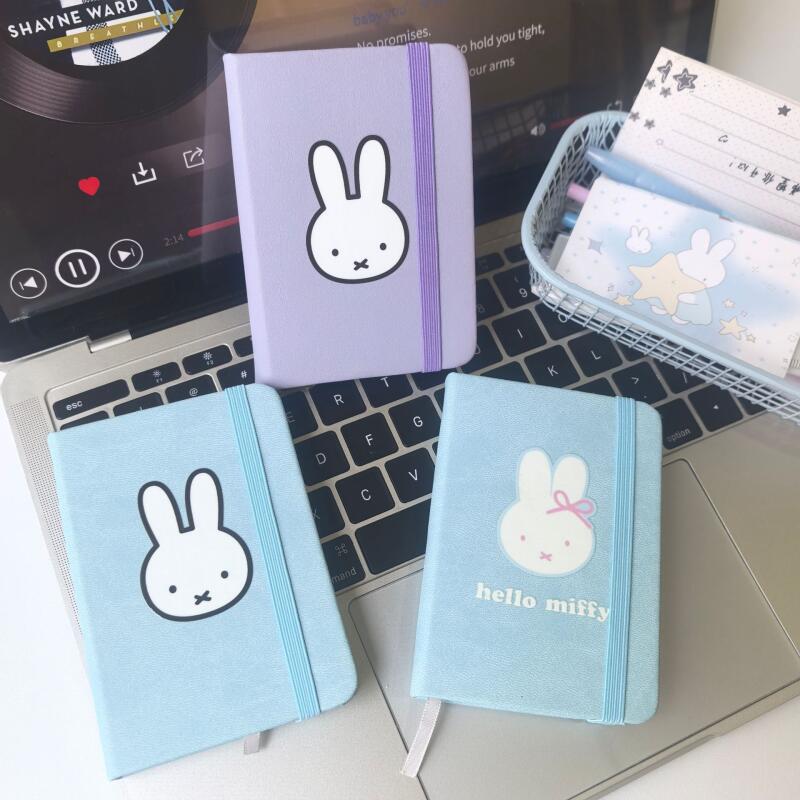 Travel Journal Accessories - Caderno Miffy Kawaii A7 com Elástico,