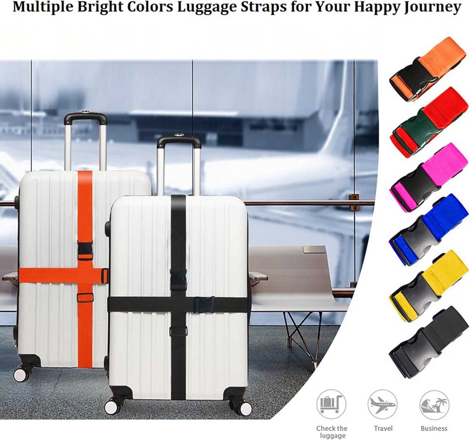 Travel Accessories Luggage Straps - Pacote com 2 Cintas Ajustáveis para