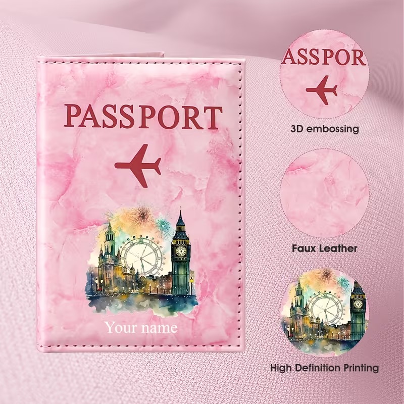 Travel Accessories London - Porta-passaporte Personalizado com Nome e Estampa