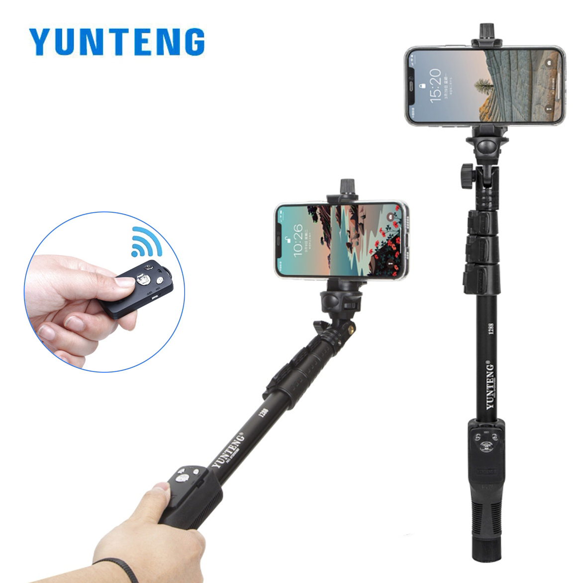 Travel Video Accessories - YUNTENG 1288 Bastões de selfie monopé