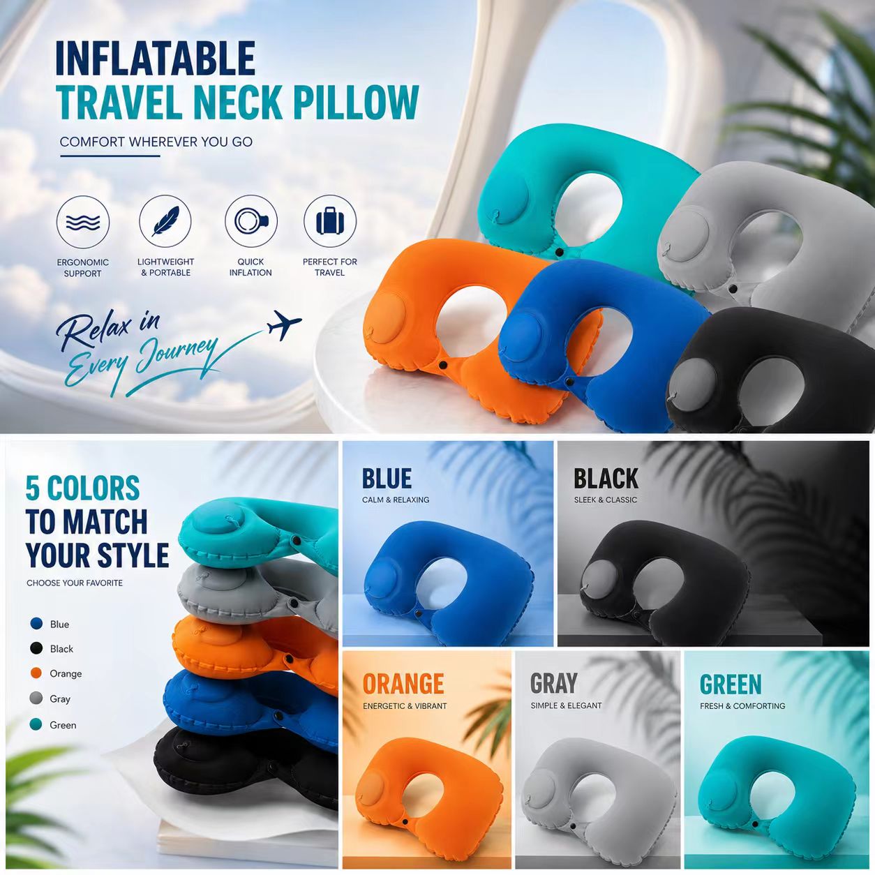 Almofada inflável dobrável por - Travel Pillow Inflatable avaliação e preço